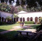 Courtyard of the St. Bernard de Clairvaux Episcopal Church at 16711 W. Dixie Highway in North Miami Beach, Florida.