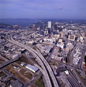 Aerial view looking west toward downtown Tampa.