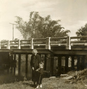 Gertrude Grieve with her granddaughter Isabelle Molinaro on the Koreshan Unity property in Estero, Florida.