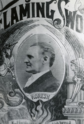 Profile portrait of Dr. Cyrus Reed Teed, founder of the Koreshan Universology, on the cover of "The Flaming Sword".