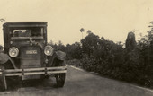 Koreshan Berthaldine Boomer in her car on Conners Highway.
