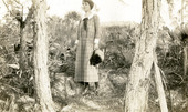 Imogene Bubbett Rahn at the Bamboo Landing entrance in Estero, Florida.