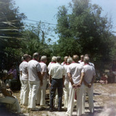 The Barbershoppers at the 1974 Lunar Festival in the Koreshan State Historic Site park in Estero, Florida.