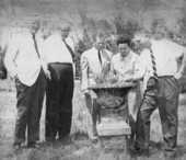Mrs. Sidney "Berne" Davis with Florida Nature Conservancy officials at the Koreshan State Historic Site park in Estero, Florida.