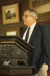 Dr. William P. Dannenburg speaking at the 1985 Lunar Festival.