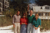 Koreshan Unity president Jo Bigelow with others at Rising Tide Cottage during the 1987 Solar Festival.