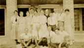 Group portrait of Koreshans during a party in Estero, Florida.