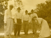 Postcard showing Koreshans playing croquet.