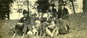 Group portrait of Koreshans with the Joe Price family.
