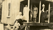 Postcard showing Koreshans at the Damkohler house in Estero, Florida.
