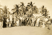 Koreshans with a group during ceremony in Miami, Florida.