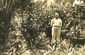 Outdoor portrait of Koreshan Theodore Naeselius in the nursery.