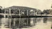 Boathouse at the Boomer family dock in Estero, Florida.