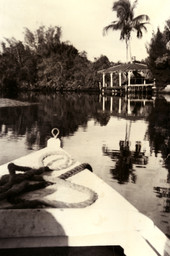 Boathouse at the Boomer family dock on the Estero River.