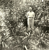 Outdoor portrait of Koreshan Theodore Naeselius in the nursery.