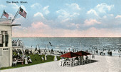 Souvenir viewbook showing the beach in Miami, Florida.