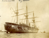 Old fashioned war ship "Lancaster".