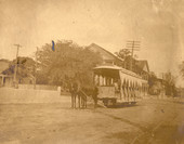 Horse-drawn street car in Key West, Florida.