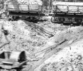 Shovel opening a new pit