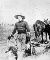 Dorsey C. Richardson with mule-drawn plow - Blue Springs, Madison County, Florida
