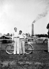 Ernest M. Page, Jr. and James Harrison Page with bicycle - Greenville, Florida