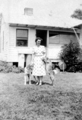 Mickey Roffe and dogs at the back of the Roffe family home - Cherry Lake, Florida