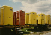 Portatoilets in Dade County to aid victims of Hurricane Andrew.