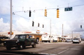 View showing the Rexall pharmacy damaged during Hurricane Andrew - Homestead, Florida.