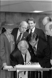 Governor Graham and Pat Tornillo celebrate the 100th anniversary of FEA/United - Tallahassee, Florida
