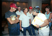 Jack Rudloe works on a compromise with shrimp fishermen - Tallahassee, Florida