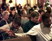 Opponents to the One Florida plan proposed by Governor Bush are shown praying - Tallahassee, Florida.