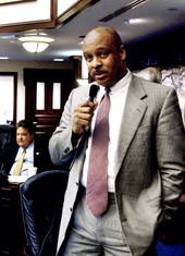 Rep. Bruce Antone, D-Orlando, responds to questions from colleagues on the House floor during the 2003 Legislature..