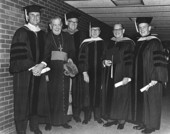 Leonard Abess receiving honorary degree from Biscayne College