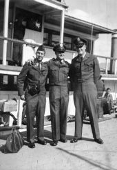 Lieutenant Lawton Chiles and two buddies in Japan