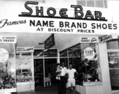 Owner standing in front of the Shoe Bar - Hollywood, Florida