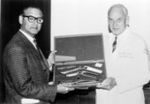 Dr. Victor Dembrow, left, with the Chief of Onocology at Mount Sinai Hospital - Miami Beach, Florida