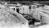 Bird's eye view showing construction of a hydraulic lock near Lake Okeechobee.