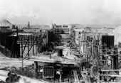 Close-up view showing construction of a hydraulic lock near Lake Okeechobee.