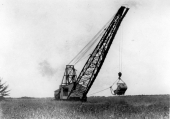Close-up view of a dragline excavator near Lake Okeechobee.