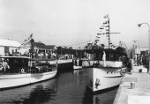 Close-up view showing boats in the lock at Moore Haven.
