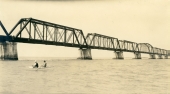 Members of fishing party in rowboat at Bahia Honda Key.