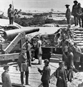 Soldiers at Confederate Army battery - Pensacola Bay, Florida.