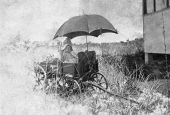 Dorothy Koester in toy wagon - Estero Island, Florida