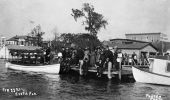 Crowd on pier viewing boat parade - Eustis, Florida