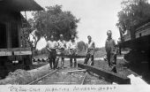 Railway depot under repair by Tavares and Gulf crew - Ferndale, Florida