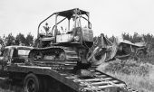 Florida Forest Service truck with International tractor and firelane plow