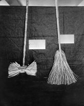 Broom and scrub brush made by FERA workers from palmetto - Broward County, Florida