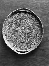 Sandwich tray made by FERA workers of swamp grass and raffia