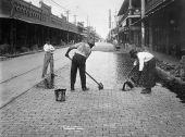 Putting down brick pavement - Tampa, Florida.