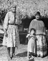 Charlie Cypress, little girl and Seminole woman - Big Cypress Reservation, Florida